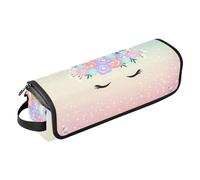 Unicorn Cute and Magic Time - Bolsa de herramientas para peinar el cabello con alfombrilla resistente al calor, bolsa organizadora portátil para rizador, alisadores, cepillos, clips y lazos para el