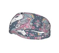 Unicorn Design03 - Diademas elásticas estampadas para mujer, unisex, para entrenamiento, yoga, correr