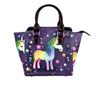 Unicorn Fairy Tale - Bolso de hombro con asa superior para mujer, con remaches, tamaño mediano, Estrella de un caballo, One Size