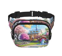 Unicorn Fairy Tale Fitness - Riñonera de viaje moderna e informal, riñonera cuadrada de doble capa, color negro, talla única, Negro, One Size