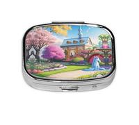 Unicorn Fairy Tale - Organizador de pastillas de viaje con 2 compartimentos, mini pastillero portátil, caja de almacenamiento de medicamentos y vitaminas