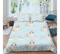 Unicorn Gato Rainbow Funda De Edredón 3 Piezas 3D Impresa Fantasy Sky Animals con 2 Fundas De Almohada King（220x240cm） Microfibra Ropa De Cama para Niñosy Hombres