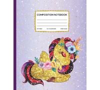 Unicorn Glitter Composition Notebook: Golden Sparkly Unicorn on Purple Background - Wide Ruled Journal for Girls, Kids, and Teens, 7.5 x 9.25 inches, 110 Pages