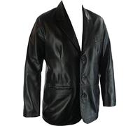 UNICORN Hombres Genuino real cuero chaqueta Estilo clásico Blazer traje Negro #G4 (large)