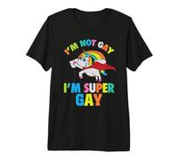 Unicorn I'm Not Gay I'm Super Gay Rainbow LGBT Pride Month Camiseta Premium