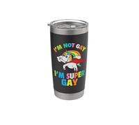 Unicorn I'm Not Gay I'm Super Gay Rainbow LGBT Pride Month Vaso térmico de acero inoxidable de doble pared
