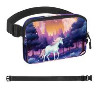 Unicorn in the Forest-859 - Cangurera cruzada para hombres y mujeres, riñonera para viajes, casual, caminar, correr, senderismo, ciclismo, multicolor, 4 x 23 x 15 cm, multicolor,