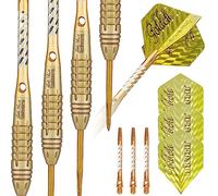 Unicorn - Juego de Dardos con Punta de Acero, Fase 3, campeón del Mundo John Lowe, Dorado, barriles de 90% tungsteno y Puntos de Voluta, 23 g