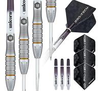 Unicorn Juego de Dardos Pro-Tech Style 5 | Barriles de tungsteno 90% Natural con Detalles Dorados y Puntos de voluto, Punta de Acero, 27 g