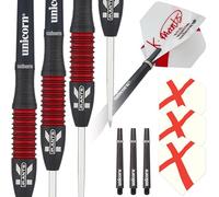 Unicorn - Juego de Dardos Profesionales con Punta de Acero, Kyle 'Smiler' Manton, generación 180, barriles de 95% tungsteno con Revestimiento de Titanio Negro, 26 g