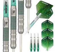 Unicorn Juego de Dardos | Serie Core XL T90 | Barriles de tungsteno 90% con Detalles Verdes | Punta de Acero | 21 g