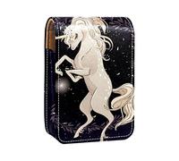 Unicorn Magic - Estuche portátil para pintalabios para viajes, mini caja de almacenamiento de lápiz labial con espejo para mujeres y mujeres, bolsa de cosméticos de cuero, Varios colores, 9.5x2x7 cm/3.7x0.8x2.7 in