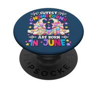 Unicorn Mom & Dad Birthday Gnomes For Girls Who Born In June PopSockets PopGrip Adhesivo