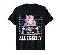 Unicorn Mugshot I Only Use My Magic for Chaos Supuestamente Camiseta
