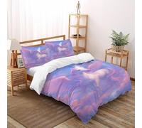Unicorn Nube Funda Edredon 3 Piezas con Impresión En 3D Dreamy Mythic Sky Beast con Funda Almohada Super King（260x220cm） Microfibra Juego De Cama para para Niñosy Hombres