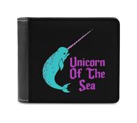 Unicorn of The Sea Narwhal - Cartera plegable para hombre con tarjetero y monedero de piel