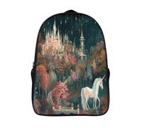 Unicorn on Princess's Castle Mochilas Mochila Escolar Para Niños Mochila Escolar Mochila Escolar De Dibujos Animados En 3D De Game Para Niños Estudiantes De Primaria Y Secundaria De 40x28x16cm
