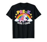 Unicorn Pre-K Here I Come Back to School Girls Kids Camiseta gráfica económica, Hombre, Negro, S