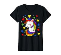 Unicorn Puzzle Piece Shirt Autism Awareness Boys Girls Women Camiseta gráfica económica, Mujer, Negro, XL