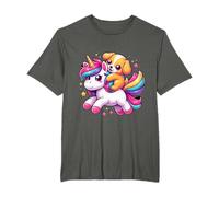 Unicorn Riding Puppy para niños, niñas, hombres y mujeres, arcoíris Camiseta