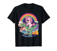 Unicorn Riding T Rex Dinosaur Rainbow Fantasy Cartoon Humor Camiseta