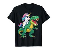 Unicorn Riding T-Rex Dinosaurio Arco Iris Trex Saurus Fantasía Camiseta