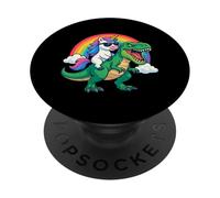 Unicorn Riding T-Rex Dinosaurio Arco Iris Trex Saurus Fantasía PopSockets PopGrip Adhesivo