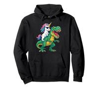Unicorn Riding T-Rex Dinosaurio Arco Iris Trex Saurus Fantasía Sudadera con Capucha