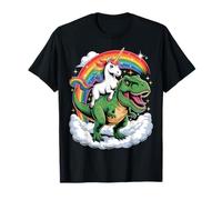 Unicorn Riding T-Rex Dinosaurio para niñas, niños, Mujeres y Hombres, arcoíris Camiseta
