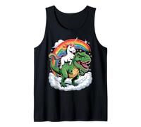 Unicorn Riding T-Rex Dinosaurio para niñas, niños, Mujeres y Hombres, arcoíris Camiseta sin Mangas