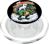 Unicorn Riding T-Rex Dinosaurio para niñas, niños, Mujeres y Hombres, arcoíris PopSockets PopGrip para MagSafe