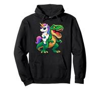 Unicorn Riding T-Rex Mítico Fantasía Dinosaurio Arco Iris Sudadera con Capucha
