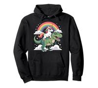 Unicorn Riding T Rex Rainbow Clouds Cute Dinosaur Sudadera con Capucha