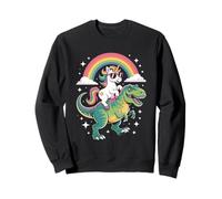 Unicorn Riding T Rex Rainbow Dinosaur with Stars Sudadera