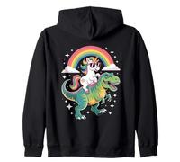Unicorn Riding T Rex Rainbow Dinosaur with Stars Sudadera con Capucha