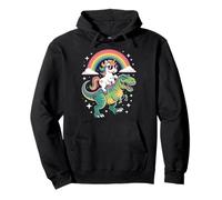 Unicorn Riding T Rex Rainbow Dinosaur with Stars Sudadera con Capucha