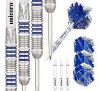 Unicorn Silver Star Set de Dardos de Punta de Acero, Unisex Adulto, Plata/Azul Gary Anderson, 23 g