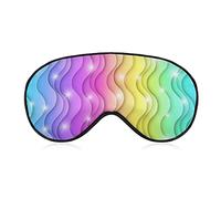 Unicorn Sparkling Ondulado Rayas Máscara para dormir Con los ojos vendados Rainbow Ondulado Ajustable Super-Smooth Soft Eye Mask Cover para Hombres Mujeres Viajes y siesta