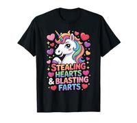 Unicorn Stealing Hearts Blasting Farts Valentine Camiseta