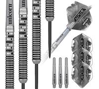 Unicorn Steel Tip - Juego de Dardos Profesionales | Gary 'The Flying Scotsman' Anderson Noir Organic Phase 5 | Barriles de 90% tungsteno con Revestimiento de Titanio Negro | 22 g