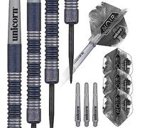 Unicorn Steel Tip - Juego de Dardos Profesionales James 'The Machine' Wade Noir Organic | Barriles de 70% tungsteno con Revestimiento de Titanio Negro | 23 g