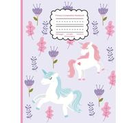 Unicorn Story Paper Notebook for Kids - Handwriting Practice with Picture Space, Primary Ruled Dotted Midline, Letter & Number Tracing, Cute Lavender ... and Drawing Journal for Girls Grades K-2