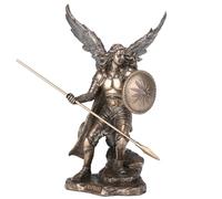 Unicorn Studios Arcángel Rafael Dios ha sanado sosteniendo Escudo y Lanza Estatua de Bronce