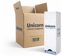 UNICORN Tampones, aplicador compacto orgánico a base de plantas, cartucho de tampón de algodón regular (60 unidades, paquete de 6)