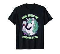 Unicorn Wine Fuels Me Bliss Winelovers Fantasy Lovers para mujer Camiseta
