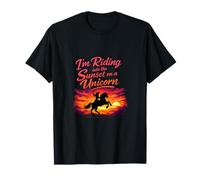 Unicorn Wrangler Sunset Cowgirl Lazo Gráfico Camiseta