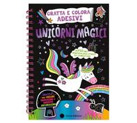 Unicorni magici. Gratta e colora adesivi. Ediz. a colori. Ediz. a spirale. Con matita di legno. Con Adesivi (A pagine aperte)