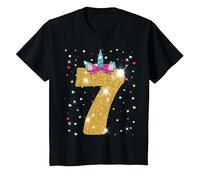 Unicornio 7 cumpleaños niña de Siete años Camiseta, Niños, Negro, 8 años