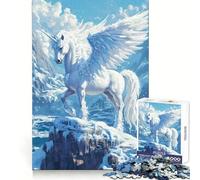 Unicornio Alado en Invierno, Rompecabezas de 1000 Piezas para Adolescentes, Ejercicio Inteligente, Actividad de Ocio, Cierre sin Costuras, Regalo de cumpleaños (38x26cm)