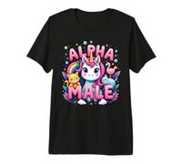 Unicornio Alfa Unicorn Meme Masculino Hombres Rainbow Camiseta Premium